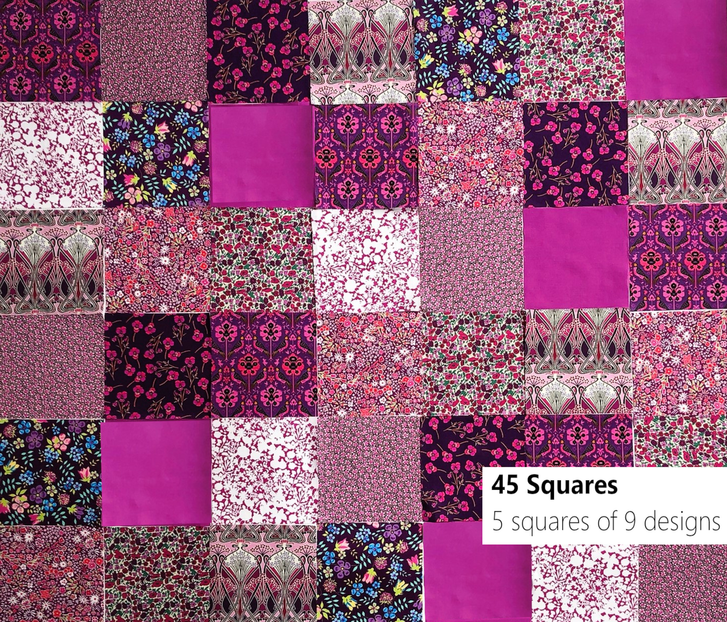 45 Liberty Fabric Precut 5inch Squares - Magenta