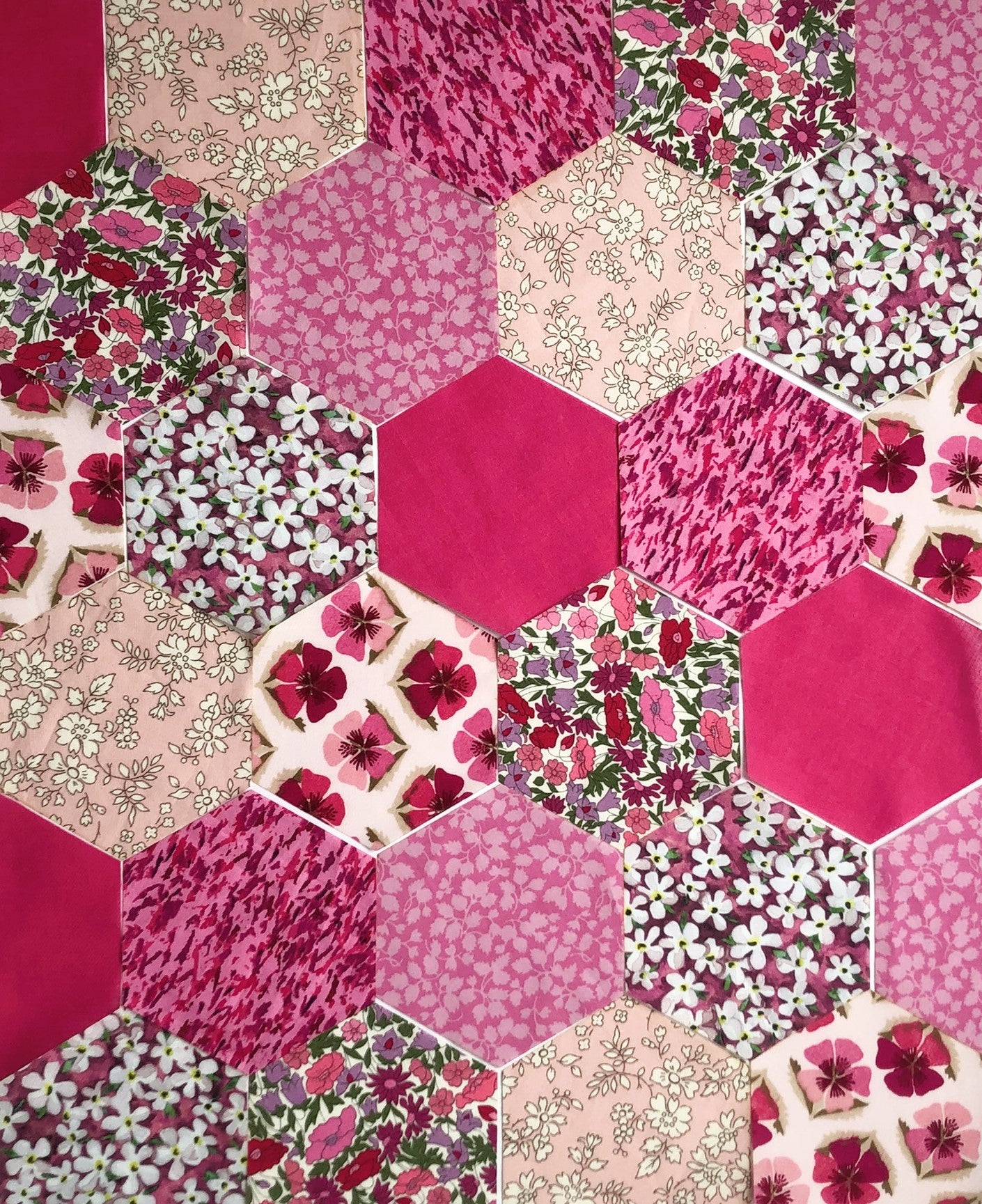 49 Liberty Lawn Paper Piecing Precut Hexagons  - Pinks