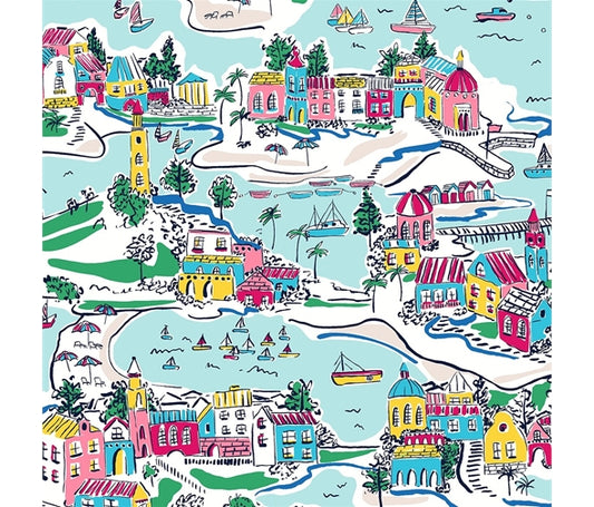 Liberty Fabric Riviera Collection - Adventure Coast pink