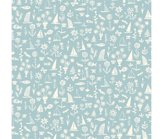 Liberty Fabric Riviera Collection - Sealife Pale Blue