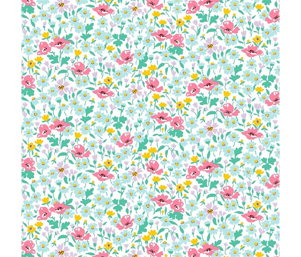 Liberty Fabric Riviera Collection - Wildflower Poppy green