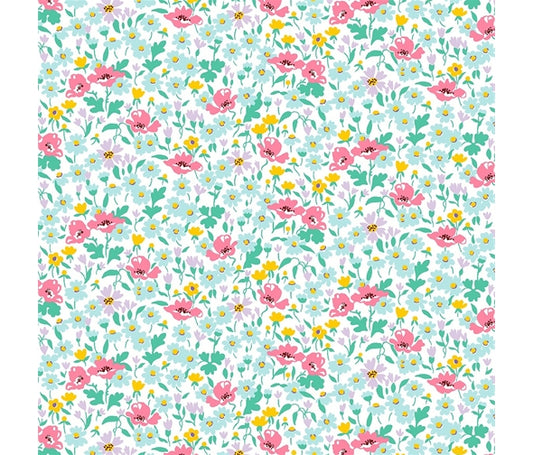 Liberty Fabric Riviera Collection - Wildflower Poppy green