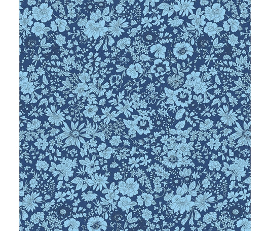 Liberty Fabric Flower Show Midnight Garden - Emily Silhouette blue