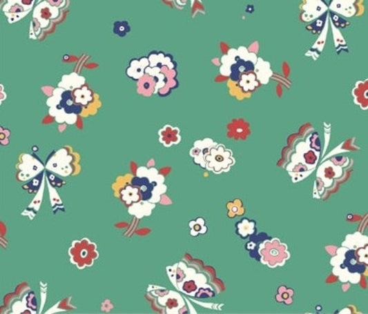 Liberty Fabric Carnaby Collection  - Green Fluttering Floral