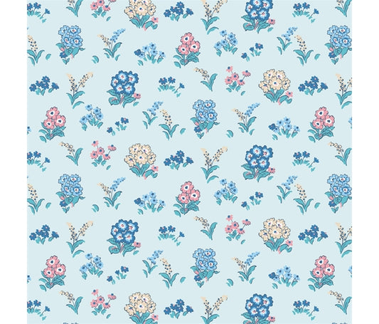Liberty Fabric Flower Show Midnight Garden - Kensington Gardens pale blue