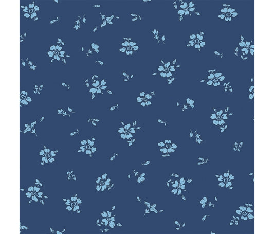 Liberty Fabric Flower Show Midnight Garden - Field Rose blue