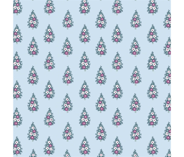 Liberty Christmas Fabric - Winter Pine blue Fabric