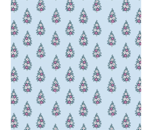 Liberty Christmas Fabric - Winter Pine blue Fabric