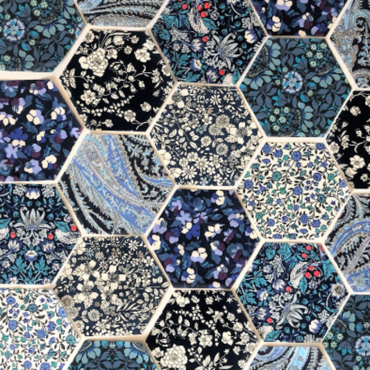 49 Liberty Lawn Paper Piecing Precut Hexagons  - Blues