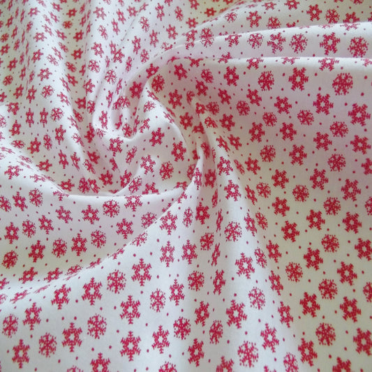 Xmas Snowflake Polycotton Fabric  - by the metre