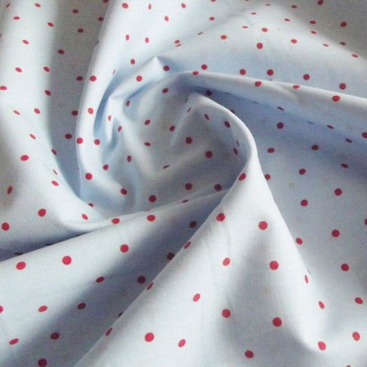 Pale Blue Dotty Fabric By The Metre