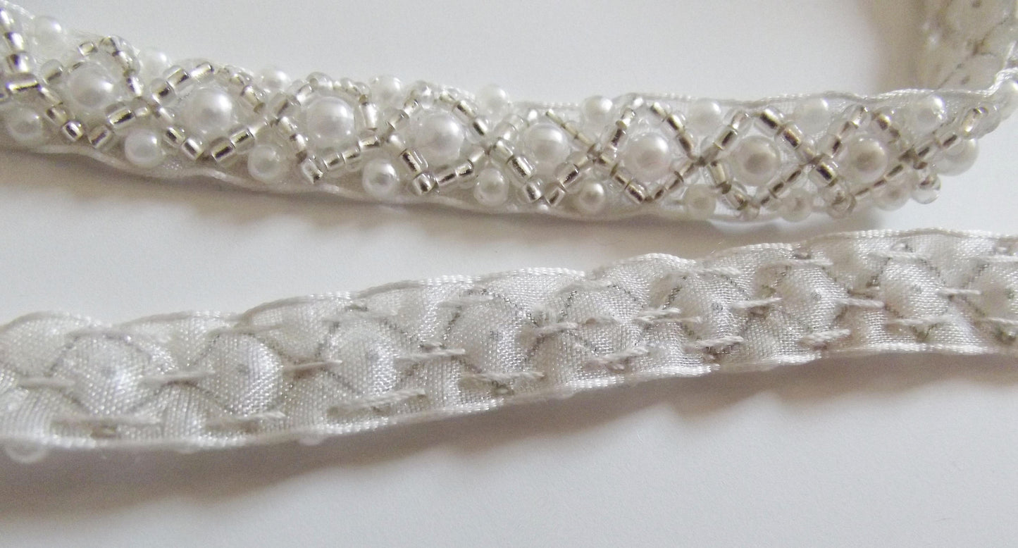 Sequined Ribbon Trim, Hand Sewn - 9mm wide