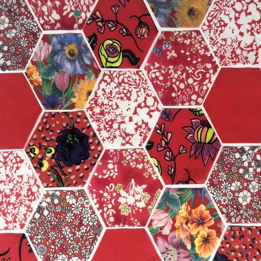 49 Liberty Lawn Paper Piecing Precut Hexagons  - Pale Reds