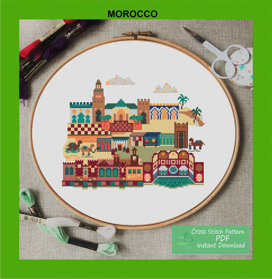 Modern City of Morocco - Cross Stitch Digital Pattern