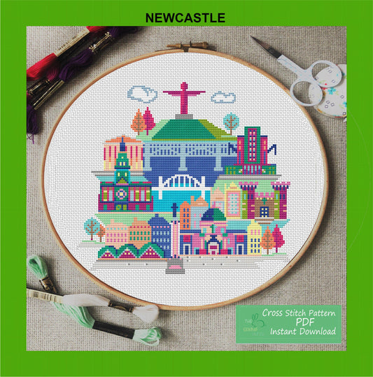 Newcastle Modern Art Cross Stitch Pattern Embroidery Pattern