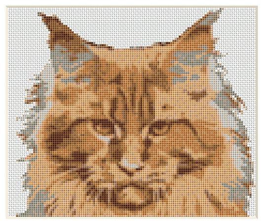 Maine Coon Cat Cross Stitch Art Embroidery Paper Pattern