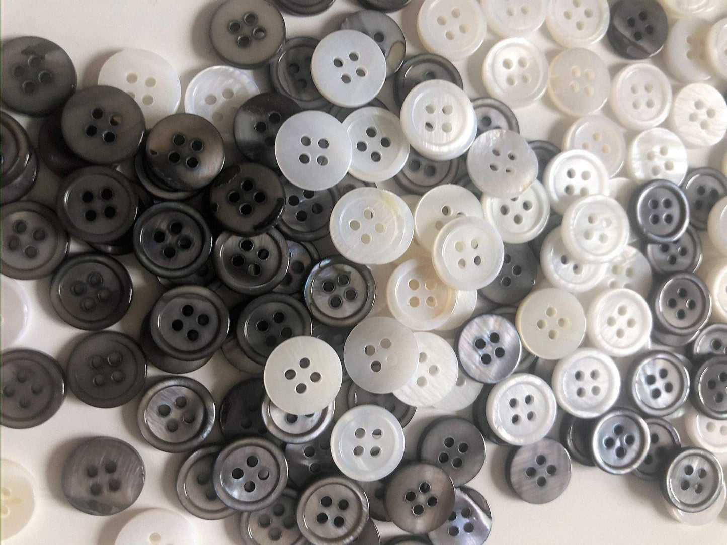 6 White Natural Shell Buttons - Made From Real Freshwater Shell