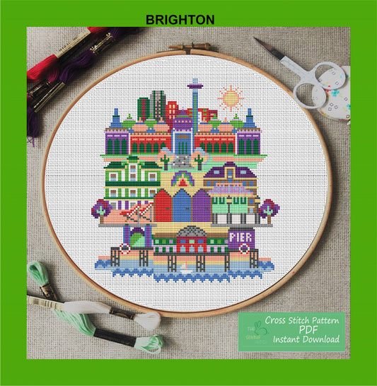 Brighton Cross Stitch Pattern Embroidery Art Modern Digital Pattern