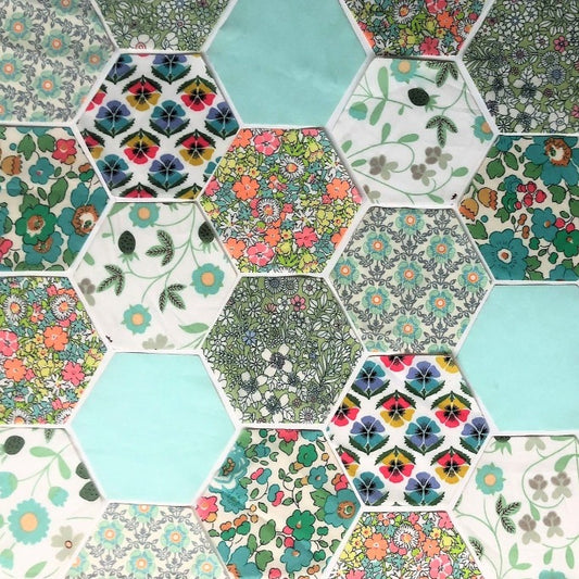 49 Liberty Lawn Paper Piecing Precut Hexagons  - Pale Green
