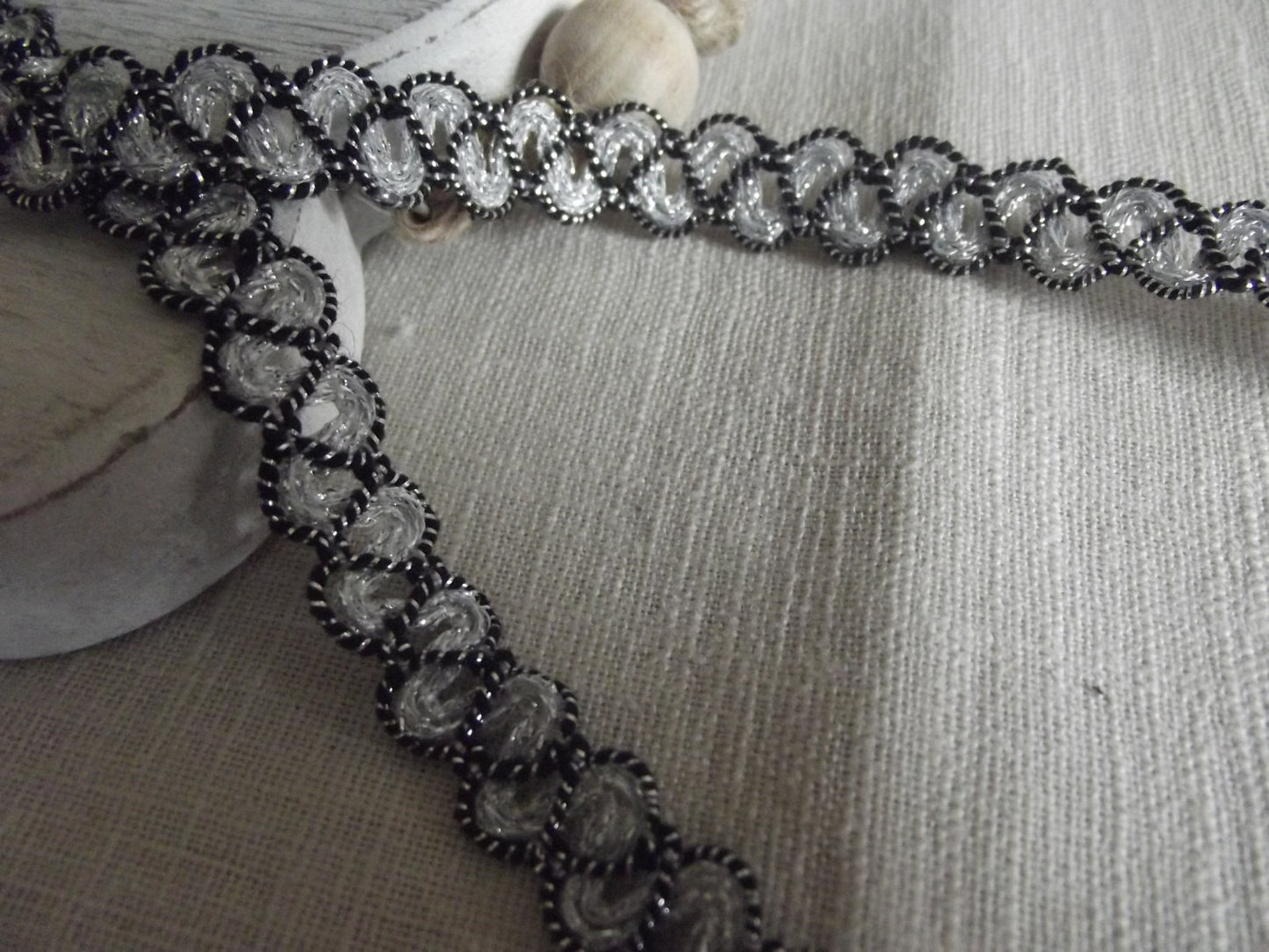 2 metres of Silver and Black Decorative Trim